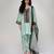 Powder blue embroidered texture silk kurta dhoti set