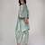 Powder blue embroidered texture silk kurta and dhoti salwar