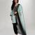 Powder blue embroidered texture silk kurta black dhoti set