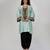 Powder blue embroidered texture silk kurta and black dhoti salwar