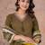 Multicolor cotton anarkali kurti-pant-dupatta set