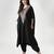 Black embroidered texture silk kaftan set