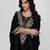 Black embroidered texture silk kaftan set
