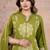 Green cotton cambric printed straight kurti-pant-dupatta set