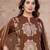 Brown cotton cambric printed straight kurti-pant-dupatta set