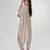 Champagne beige embroidered texture silk kaftan set