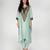 Powder blue embroidered texture silk kaftan set