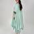 Powder blue embroidered texture silk kaftan set