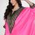 Fuchsia pink embroidered texture silk kaftan set