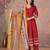 Maroon cotton anarkali kurti-pant-dupatta set