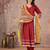 Maroon cotton anarkali kurti-pant-dupatta set