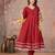 Maroon cotton anarkali kurti-pant-dupatta set