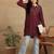 Women maroon muqaish work muslin chikankari embroidered short kurtis