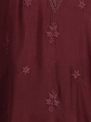 Women maroon muqaish work muslin chikankari embroidered short kurtis 5