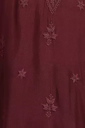 Women maroon muqaish work muslin chikankari embroidered short kurtis