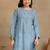 Women blue muqaish work muslin chikankari embroidered short kurtis