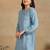 Women blue muqaish work muslin chikankari embroidered short kurtis