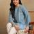 Women blue muqaish work muslin chikankari embroidered short kurtis