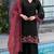 Black and red embroidered satin semi-stitched pakistani salwar suit