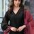 Black and red embroidered satin semi-stitched pakistani salwar suit