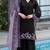 Black and purple embroidered satin semi-stitched pakistani salwar suit
