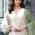 White and green embroidered satin semi-stitched pakistani salwar suit