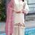 White and pink embroidered satin semi-stitched pakistani salwar suit