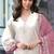 White and pink embroidered satin semi-stitched pakistani salwar suit