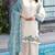 White and sky embroidered satin semi-stitched pakistani salwar suit