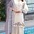 White and grey embroidered satin semi-stitched pakistani salwar suit