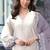 White and grey embroidered satin semi-stitched pakistani salwar suit