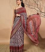 Maroon elegant printed georgette saree with blouse piece