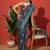 Blue elegant printed georgette saree with blouse piece