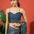 Blue elegant printed georgette saree with blouse piece
