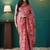 Pink elegant printed georgette saree with blouse piece