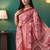 Pink elegant printed georgette saree with blouse piece