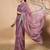 Purple elegant printed georgette saree with blouse piece