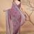 Purple elegant printed georgette saree with blouse piece
