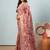 Peach elegant printed georgette saree with blouse piece