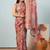 Peach elegant printed georgette saree with blouse piece
