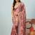 Peach elegant printed georgette saree with blouse piece