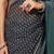Teal elegant printed georgette saree with blouse piece