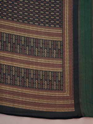 Teal elegant printed georgette saree with blouse piece 5