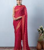 Pink elegant printed georgette saree with blouse piece