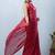 Pink elegant printed georgette saree with blouse piece