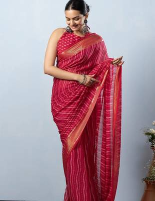Pink elegant printed georgette saree with blouse piece 5