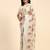 Cream printed silk blend ethnic saree with blouse piece
