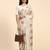 Cream printed silk blend ethnic saree with blouse piece