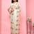 Cream printed silk blend ethnic saree with blouse piece