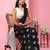 Black printed silk blend ethnic saree with blouse piece
